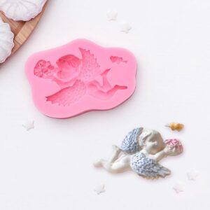 Молд силиконовый «Ангел с букетом», 9,3×6×1,9 см, цвет МИКС
