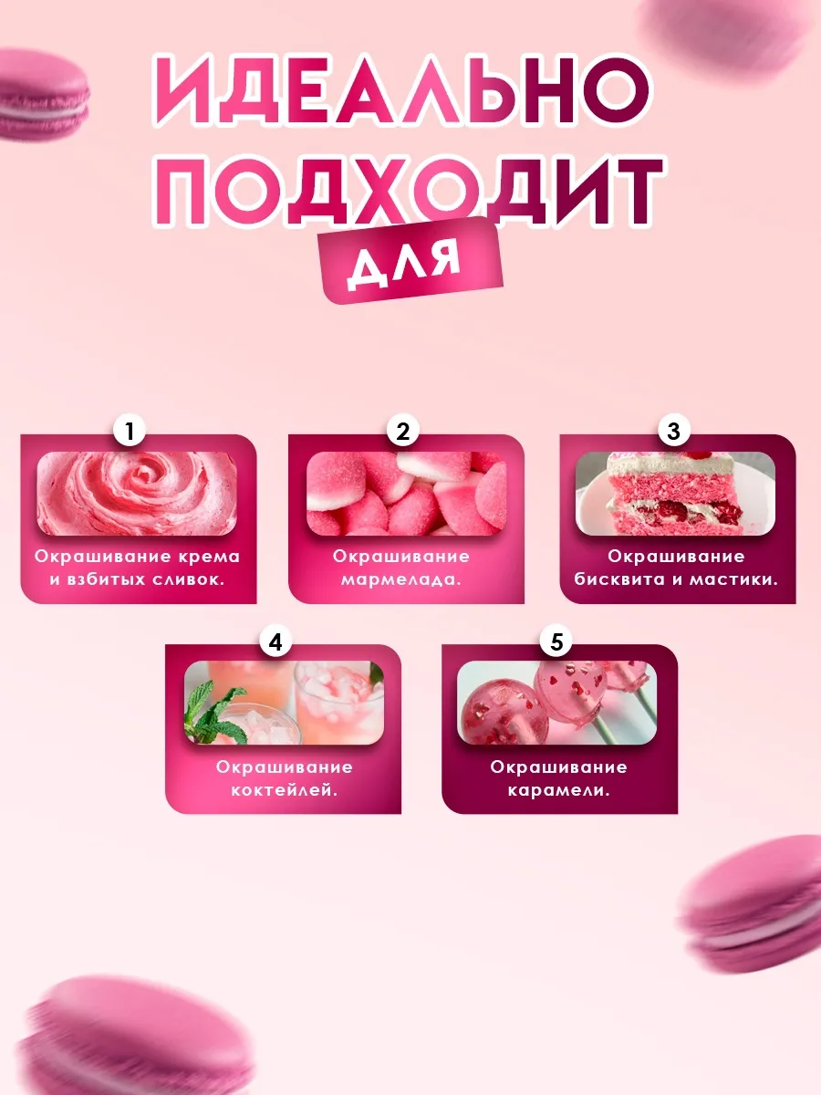 Пищевой краситель гелевый Top Decor, розовый 100 г