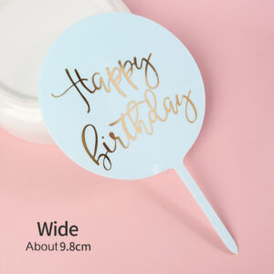 Топпер «С днём рождения», круг, белый