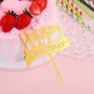 Топпер «С днём рождения», цвет золотой