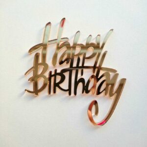 Топпер бортовой акриловый “Happy Birthday”, цвет золотой