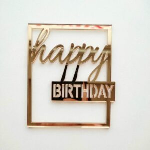 Топпер бортовой акриловый “Happy Birthday”, цвет золотой