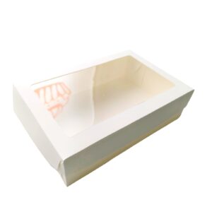 Коробка для зефира, пряников, печенья 22 х 15 х 6 см, с окном, белая