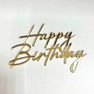 Топпер бортовой акриловый “Happy Birthday”, цвет золотой