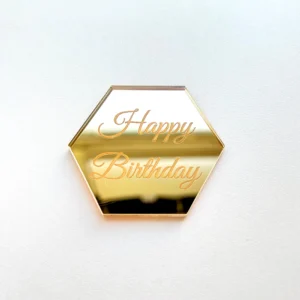 Шестигранник «С Днём рождения» акриловый, цвет золотой