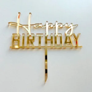 Топпер акриловый «Happy Birthday», цвет золотой