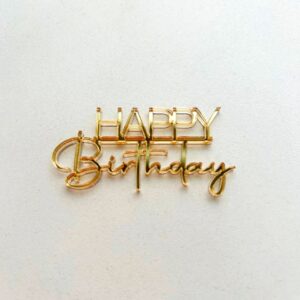 Топпер-мини акриловый бортовой «Happy Birthday», цвет золотой