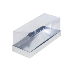 Коробка под рулет ПРЕМИУМ с пластиковой крышкой 300*120*120 мм, серебро