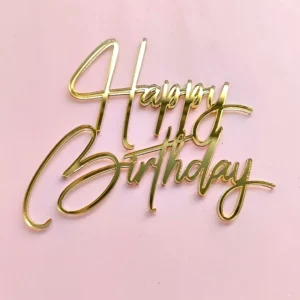 Топпер бортовой акриловый «Happy Birthday», цвет золотой