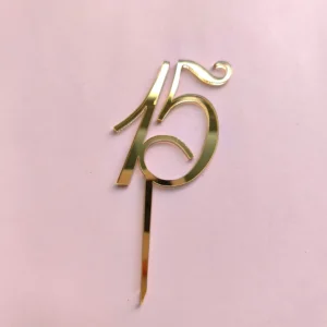 Топпер акриловый «Число 15», цвет золотой