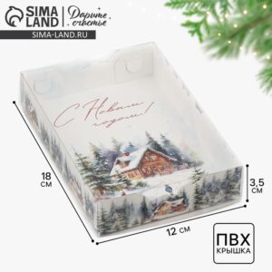 Коробка новогодняя для печенья «С Новым годом», 18×12×3.5 см