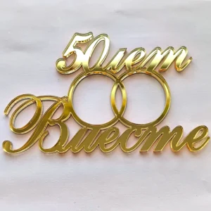 Топпер акриловый «50 лет вместе», цвет золотой