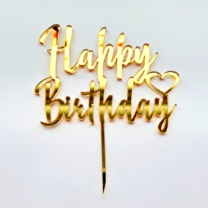 Топпер акриловый “Happy Birthday”, цвет золотой