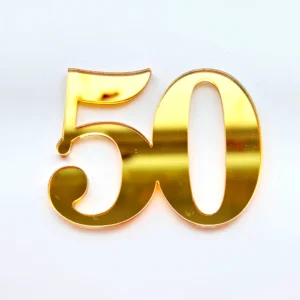 Топпер акриловый “Число 50”, без палочки, цвет золотой