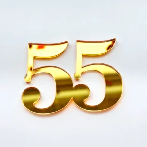 Топпер акриловый “Число 55”, без палочки, цвет золотой