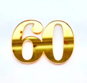 Топпер акриловый “Число 60”, без палочки, цвет золотой