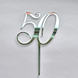 Топпер акриловый “Число 50”, цвет серебряный